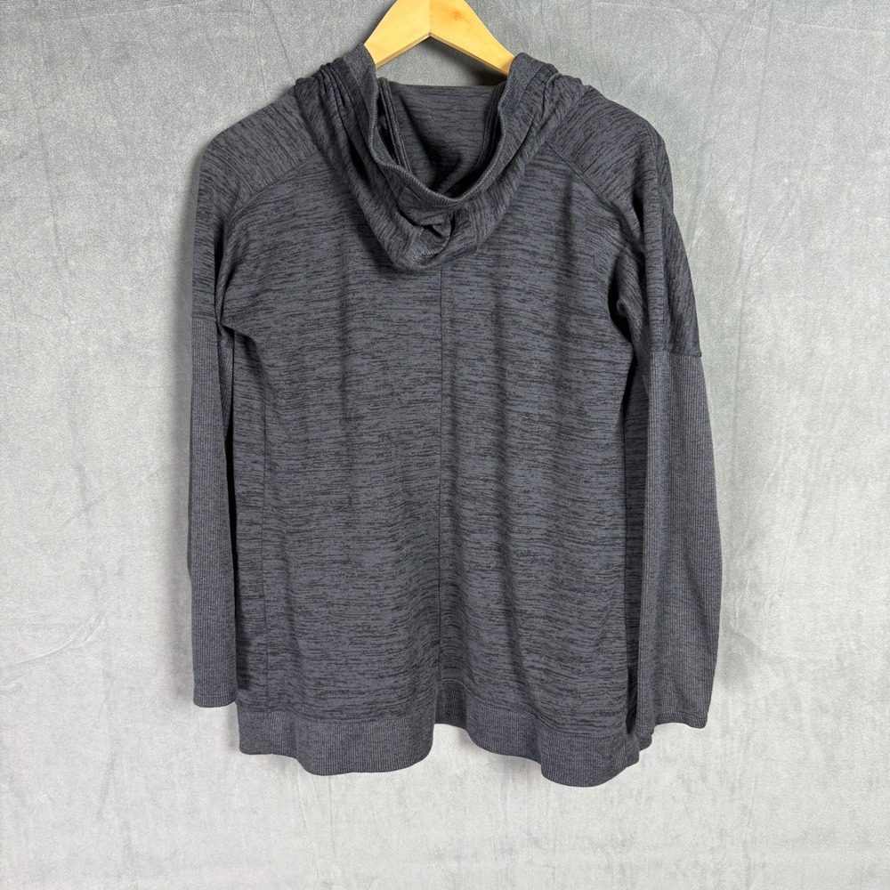 Athleta Heathered Charcoal Grey Hoodie Cardigan Sweater Open Front Size S Preppy - Picture 4 of 14